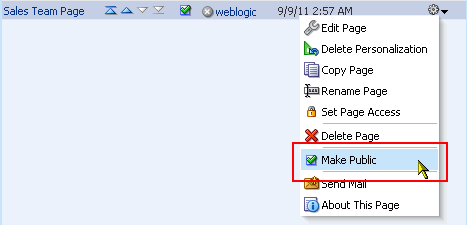 Make Public option on page Actions menu