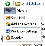 Document Viewer: File Menu for a Folder