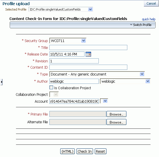 Content Profile Properties