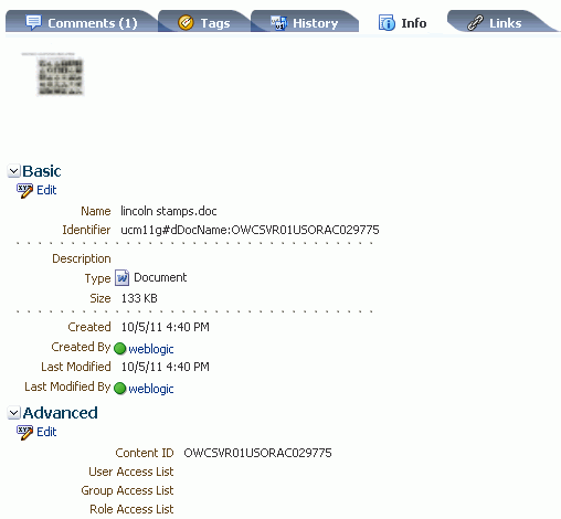 Document Viewer: File Properties in Tabbed Info Pane