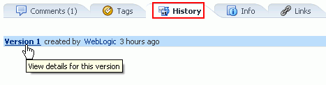 Version History screen