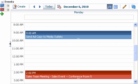 Events task flow with mini calendar overlay style