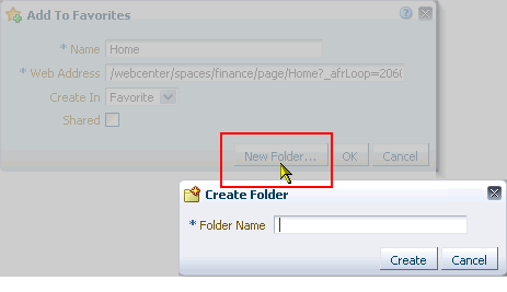 New Folder button and Create Folder dialog