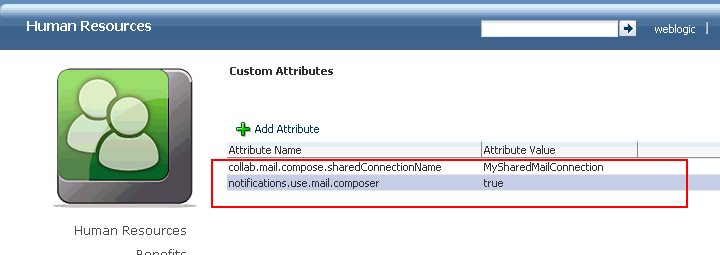 Setting Shared Mail Connection Atributes for a Space