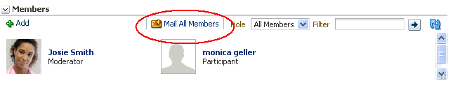 Send Mail icon in the Members task flow