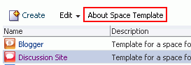 Opening About Space Template Dialog