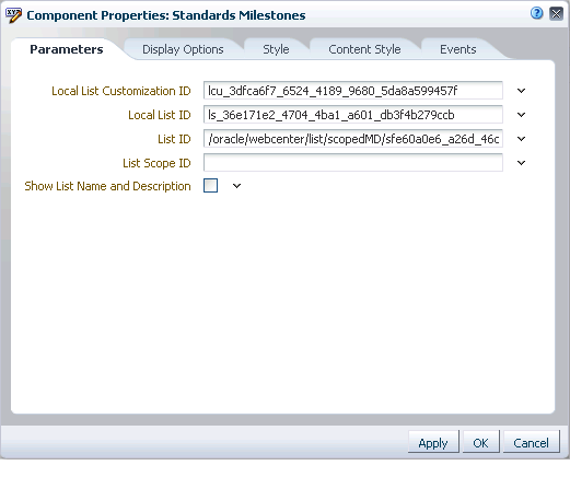 List Viewer task flow parameters