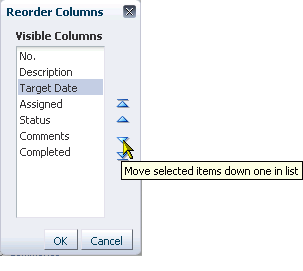 Reorder Columns dialog