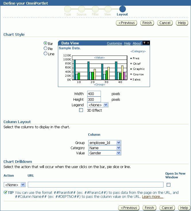 Layout tab when Chart is selected on View tab