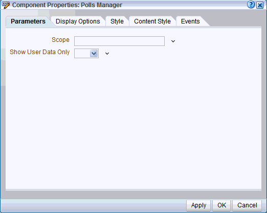 Component properties for the Poll Manager task flow