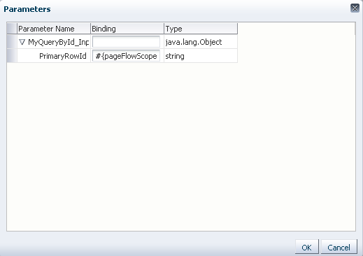 Complex parameter displayed in the Parameters dialog