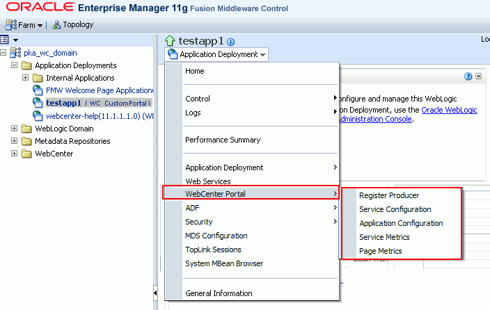 Displaying the Framework Application Home Page and Menu