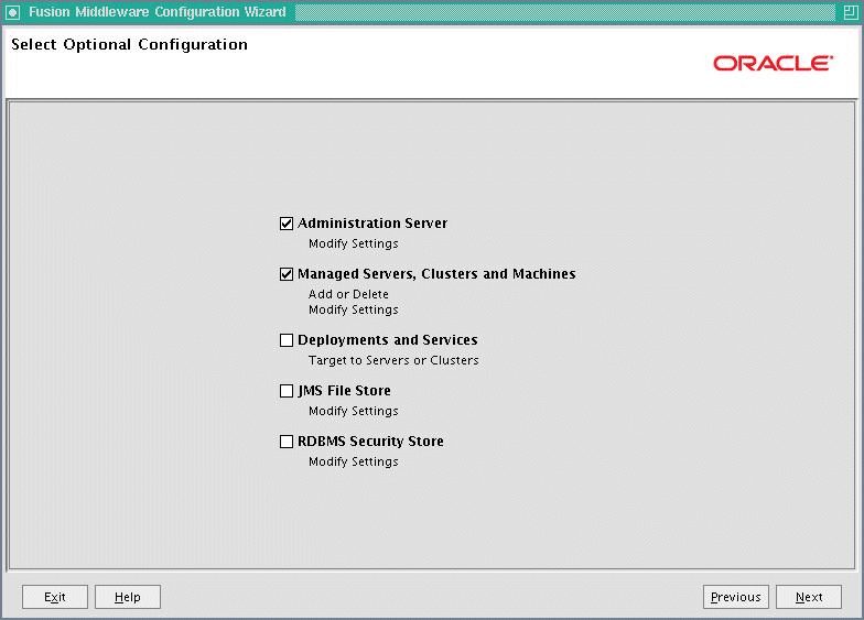 Select Optional Configuration