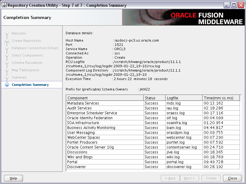 rcu repository creation complete screen