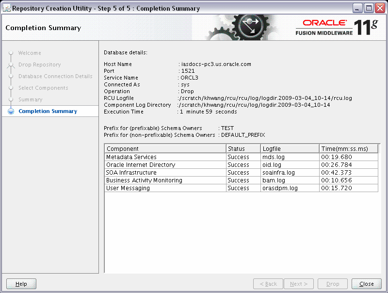 rcu repository creation complete screen