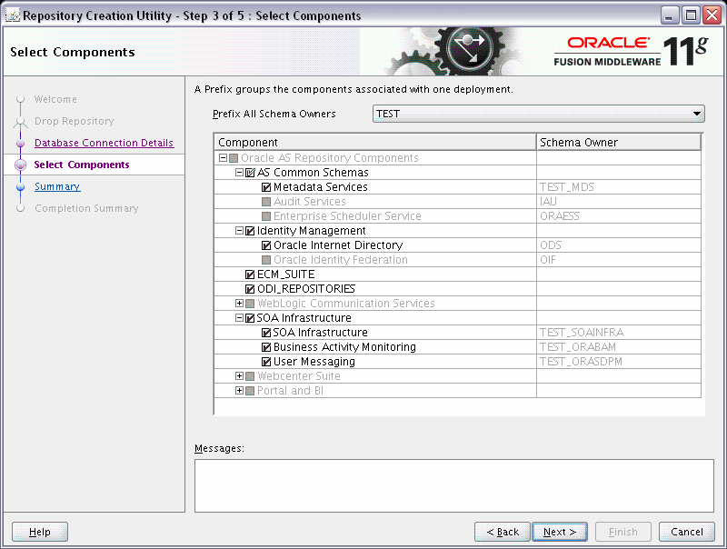 rcu select components screen