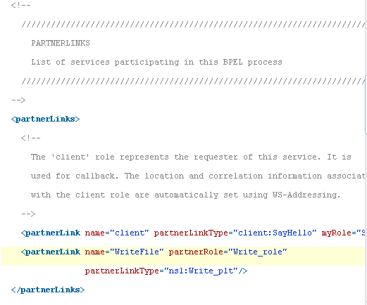 Source View of a .bpel File
