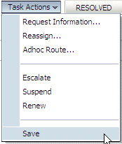 Menu with Save option