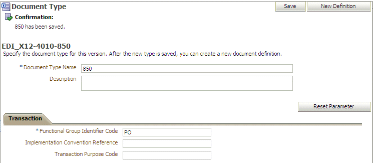 Document type parameters