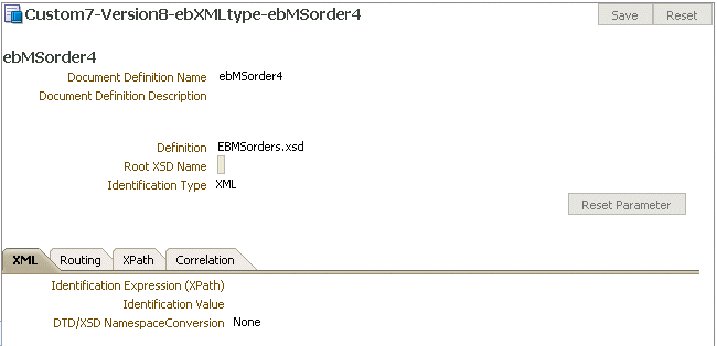 Custom document definition parameters