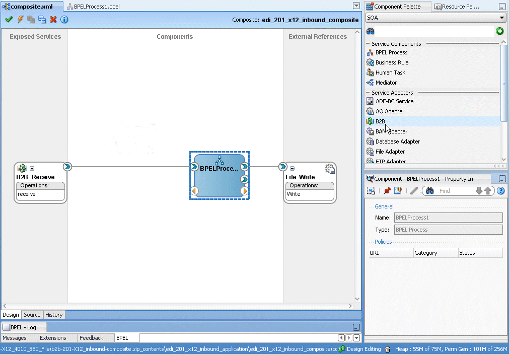B2B binding component in JDeveloper