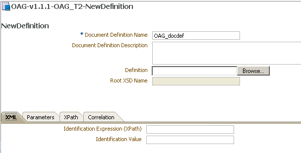 OAG document definition parameters