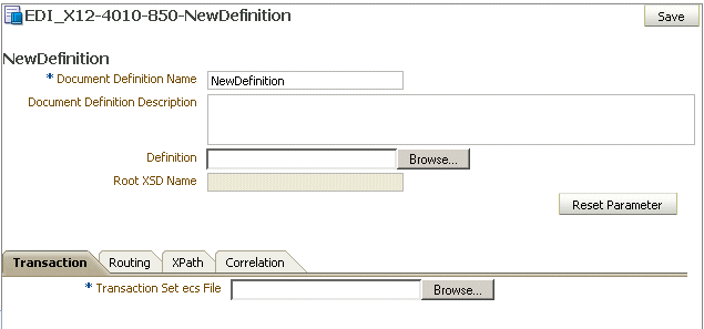 Document definition parameters