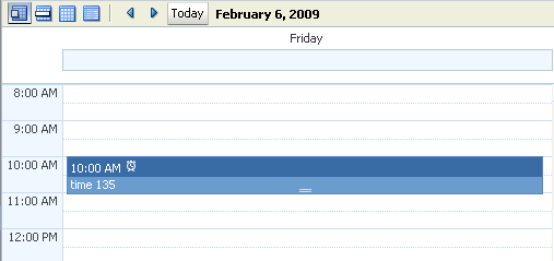 Toolbar in Day View of a Calendar