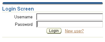 Log in screen for username and password in a popup dialog