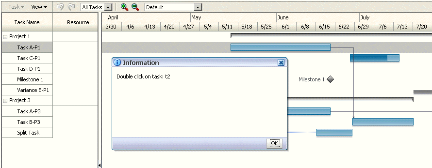 Task bar with double-click event