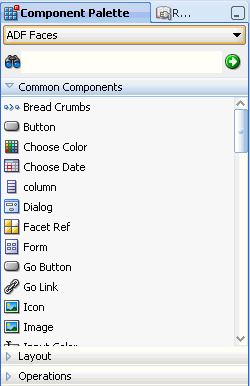 You can drop ADF Faces components from palette