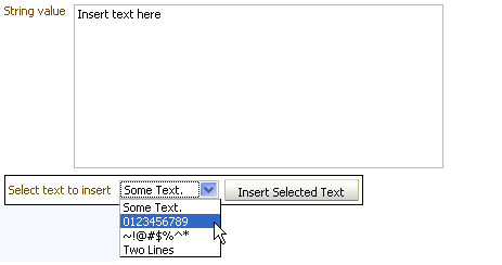 inputText with entered text