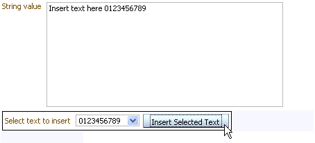 inputText component with inserted text