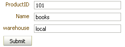 Three inputText components create a form