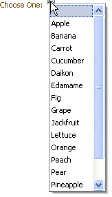 List for selectOneChoice Component in Compact Mode