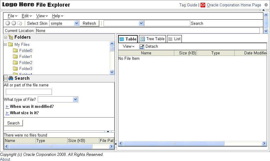 File Explorer using the Simple Skin