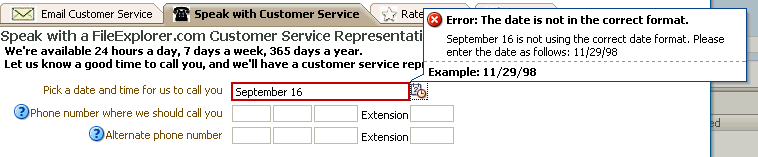 Inline detail message displayed in a browser