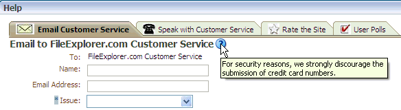 Definition message is a mouseover tip