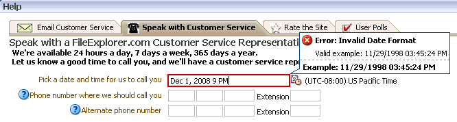 Errors display in note window