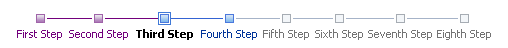 8 steps in a train. First 2 are visited. Current is 3.