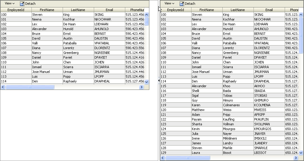 Table on left does not stretch