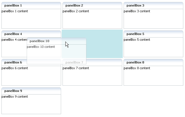 Drag and drop panelboxes in panelDashboard