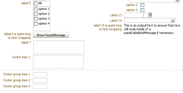 Grouped items in body and footer of PanelFormLayout