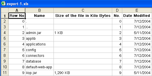 Data now shown in Excel