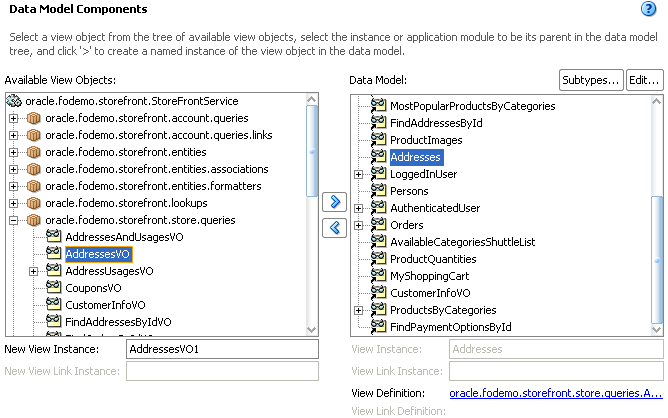 View object instance in the data model