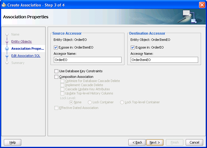 Image shows step 4 of the Association Properties page