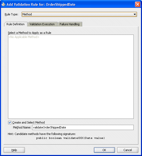 Image of Add Validation Rule dialog