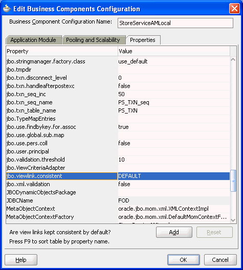 jbo.viewlink.consistent property in Configuration Editor.
