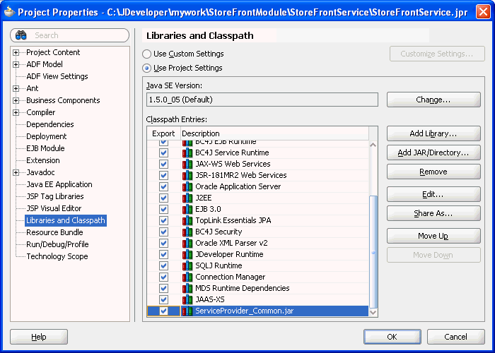 Service Views Interface page
