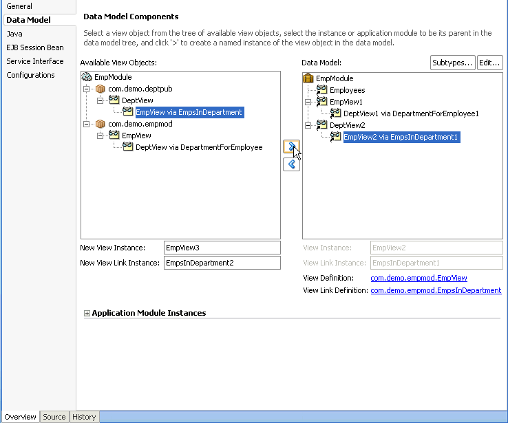 Service Views Interface page